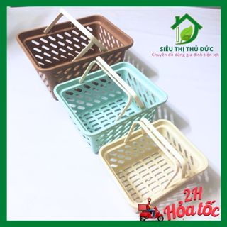 Rổ Chữ Nhật Có Quai, Giỏ Nhựa Đựng Đồ Dùng Phòng Tắm Mỹ Phẩm Quai Xách Tiện Lợi