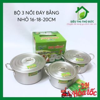 Bộ 3 nồi nhôm xi bóng nhỏ kim hằng chính hãng_t3 nhỏ