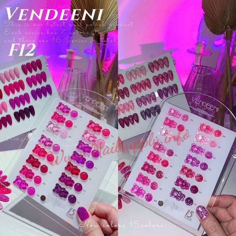 Set Sơn Gel Kim Tuyến Flash F12 Vendeeni 15 màu (Tặng Kèm Bảng Màu)