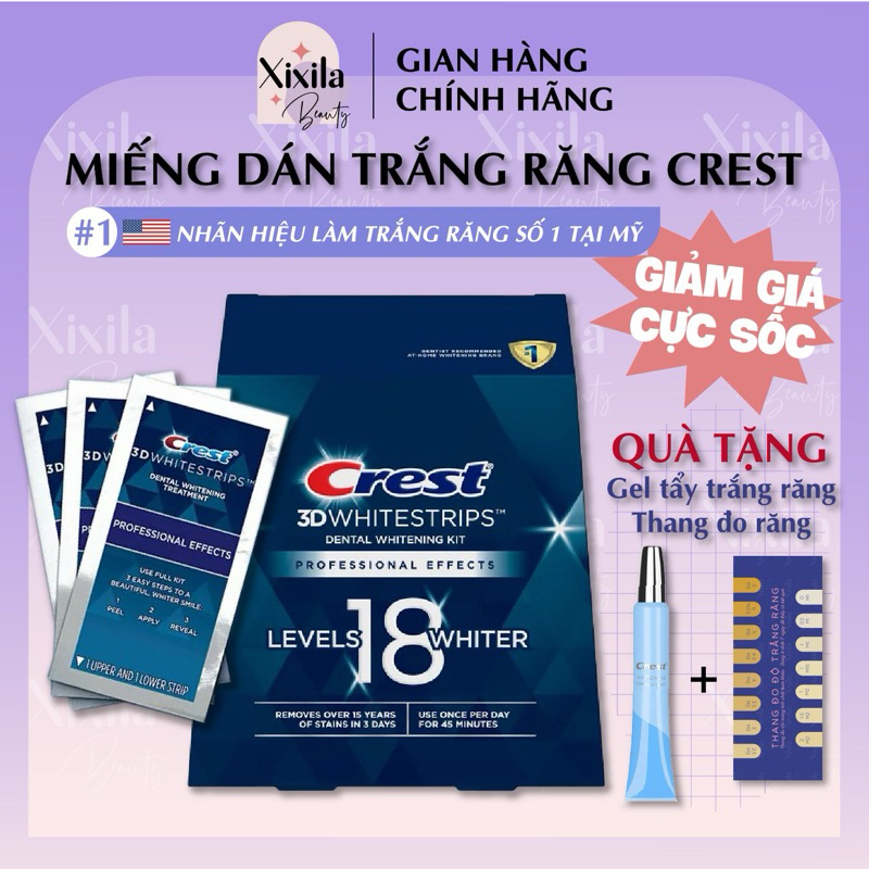 Miếng dán trắng răng Crest 3D White Professional Effects chính hãng