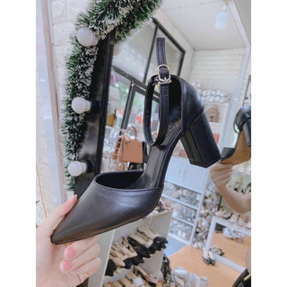 Giày Sandal LOẠI 1 cao gót nữ 7p BÍT MŨI BÍT GÓT DA LỲ