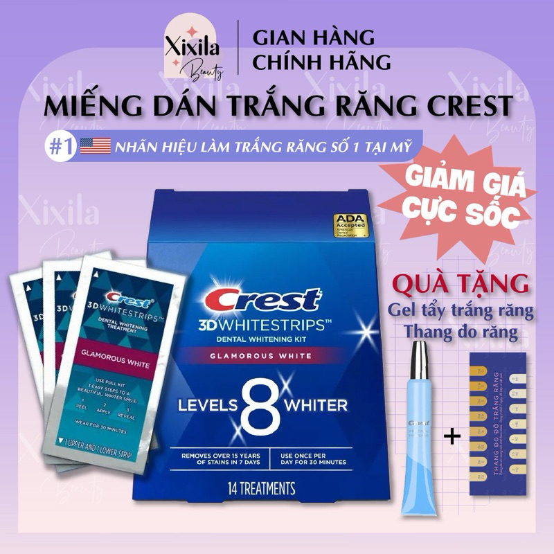 Miếng dán trắng răng CREST 3D WHITE Glamorous White chính hãng