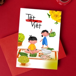Thiệp Tết 2024 chúc mừng năm mới tranh vẽ, Postcard hình ảnh Tết Việt Nam