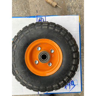Bánh xe cao su Vàng và Đỏ đường kính 25cm loại 1 - bánh chuyên cho máy trộn bê tông