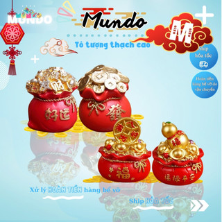 Tô Tượng Thạch Cao Túi Vàng Size M, Túi Tiền May Mắn , Tượng Thạch Cao Phong Thủy MUNDO