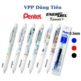 Bút gel Pentel energel Kawaii BLN75KW, viết mực xanh nét bút 0.5mm- ruột thay thế