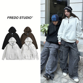 Áo Hoodie Zip Metal Button Boxy Dày Dặn, Áo Hoodie Nỉ Bông Cotton Siêu Ấm Mùa Đông 2023