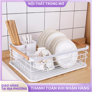 Rổ Úp Bát Khung Kim Loại 2/3 Tầng Kệ Úp Bát Đũa Đĩa Ngăn Nắp Gọn Gàng Giá Đựng Bát Kiểu Dáng Hiện Đại Có Khay Hứng Nước