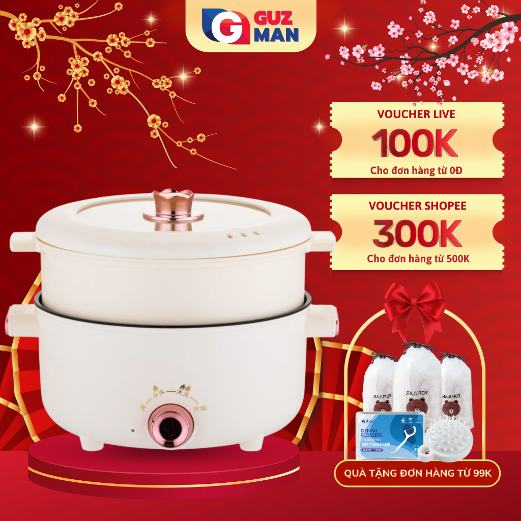 Nồi lẩu điện hàn quốc đa năng METIS 4L kèm giá hấp, nồi tráng men chống dính dùng chiên, xào, hấp cho gia đình