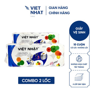 Combo 2 lốc giấy vệ sinh việt nhật bóng 10 cuộn tiết kiệm, dai, mềm mịn