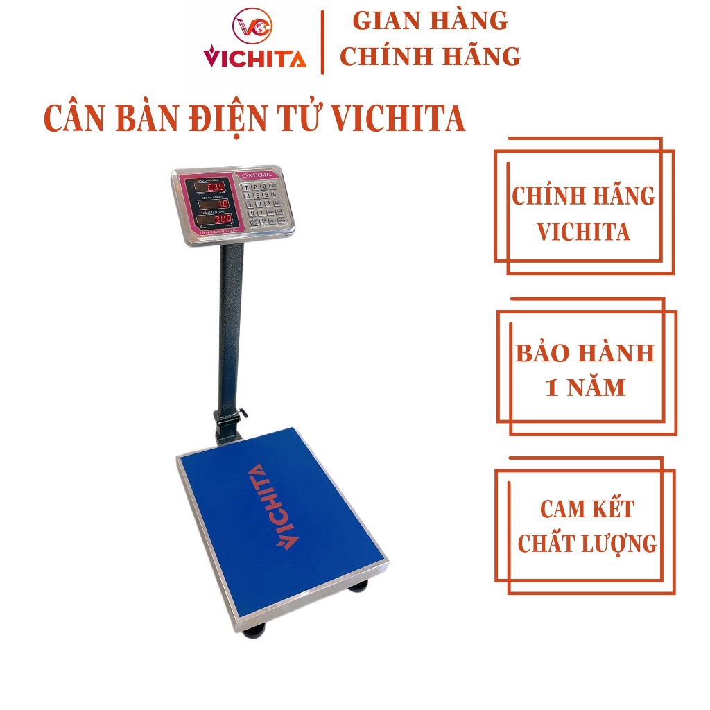 Cân Bàn Điện Tử VICHITA 100kg - 150KG – 200kg – 300kg, Cân Tính Tiền Điện Tử Chính Hãng
