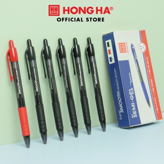 Hộp 12 bút Semi Gel 0.7mm nét viết êm trơn, mực liên tục Hồng Hà (2600)