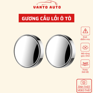 Bộ 2 Gương Cầu Lồi Ô Tô - Gương Cầu Lồi Ô Tô Có Viền Xoay 360 Độ Xóa Điểm Mù, Tráng Bạc