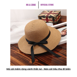 Mũ cói mềm rộng vành thắt nơ - Nón cói tiểu thư đi biển - Mũ cói nón rộng vành thời trang nữ - Vành Nhỡ