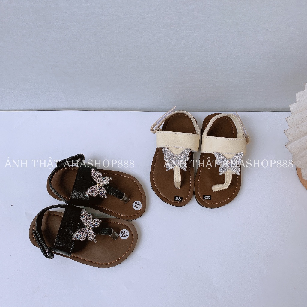 Dép Quai Hậu Xỏ Ngón Đính Charm Đá Tròn Đế Kếp Cho Mẹ Và Bé K235