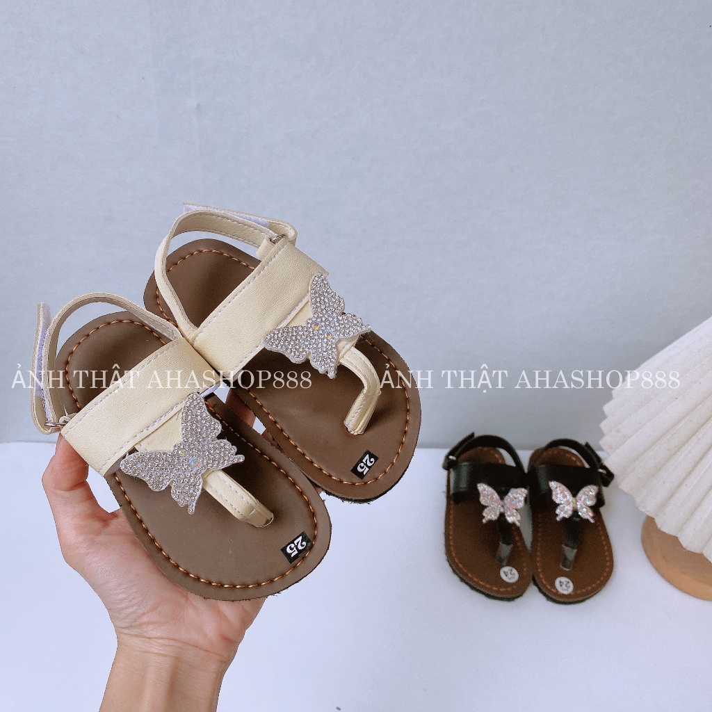 Dép Quai Hậu Xỏ Ngón Đính Charm Đá Tròn Đế Kếp Cho Mẹ Và Bé K235