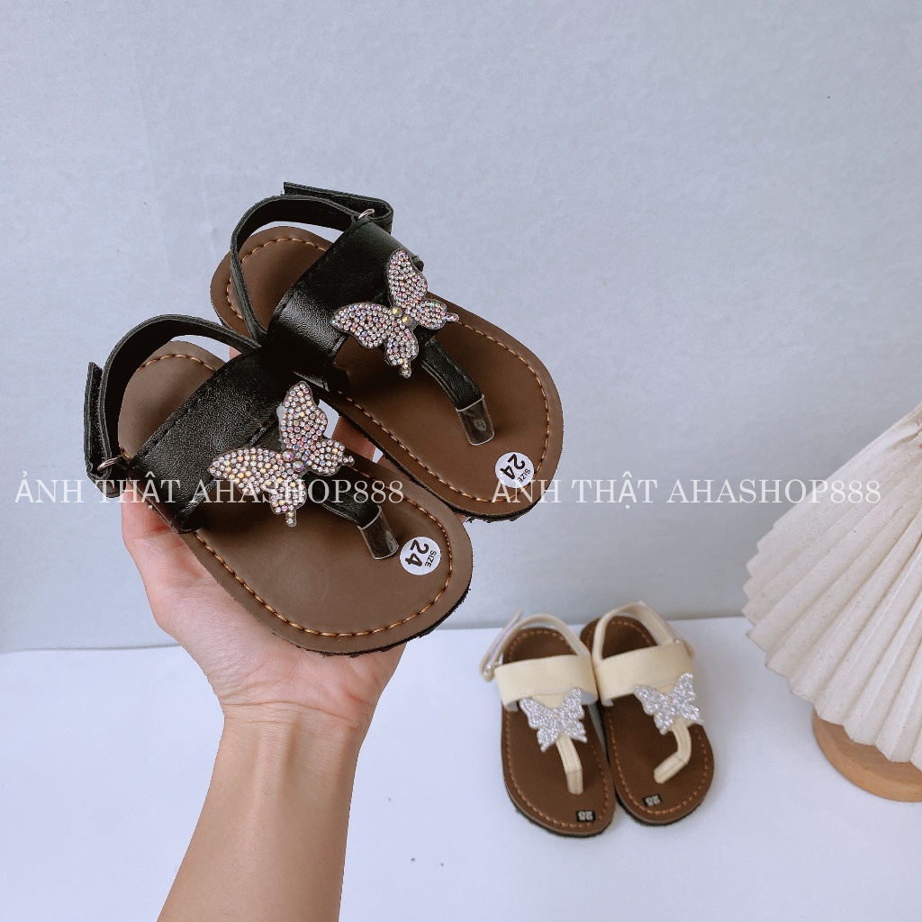 Dép Quai Hậu Xỏ Ngón Đính Charm Đá Tròn Đế Kếp Cho Mẹ Và Bé K235