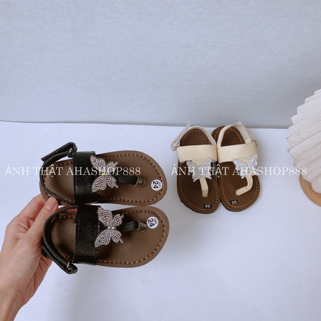 Dép Quai Hậu Xỏ Ngón Đính Charm Đá Tròn Đế Kếp Cho Mẹ Và Bé K235