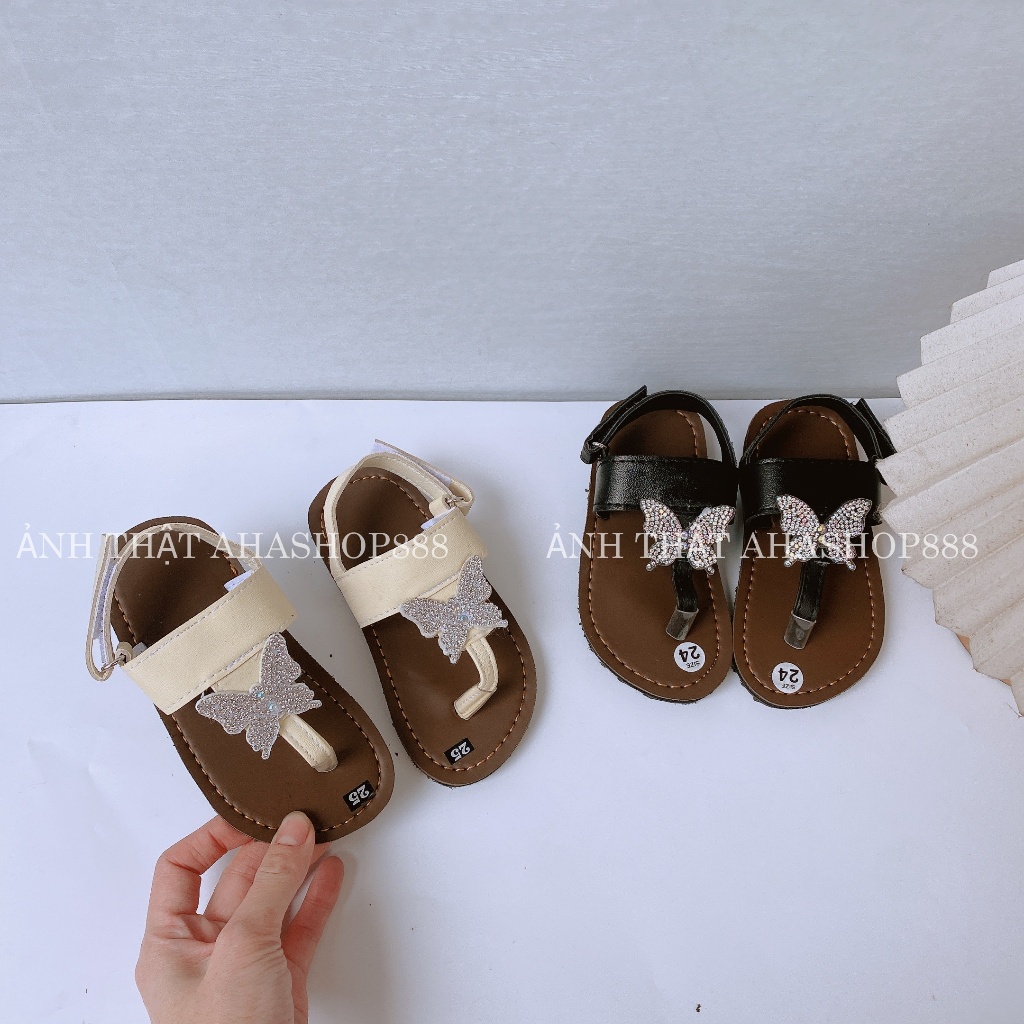 Dép Quai Hậu Xỏ Ngón Đính Charm Đá Tròn Đế Kếp Cho Mẹ Và Bé K235