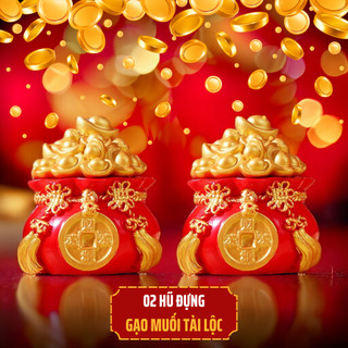 Combo 02 Hũ đựng gạo muối Tài Lộc May Mắn