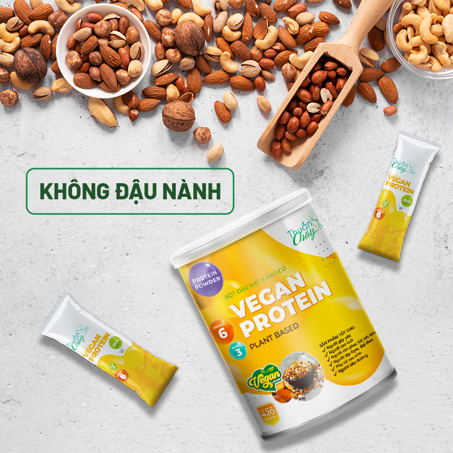 Bột sữa Đạm Thực vật - VEGAN PROTEIN (KHÔNG ĐẬU NÀNH )Thuần Chay  (Chính Hãng TÂM AN Natural) - Bổ sung đủ chất Hộp 420g