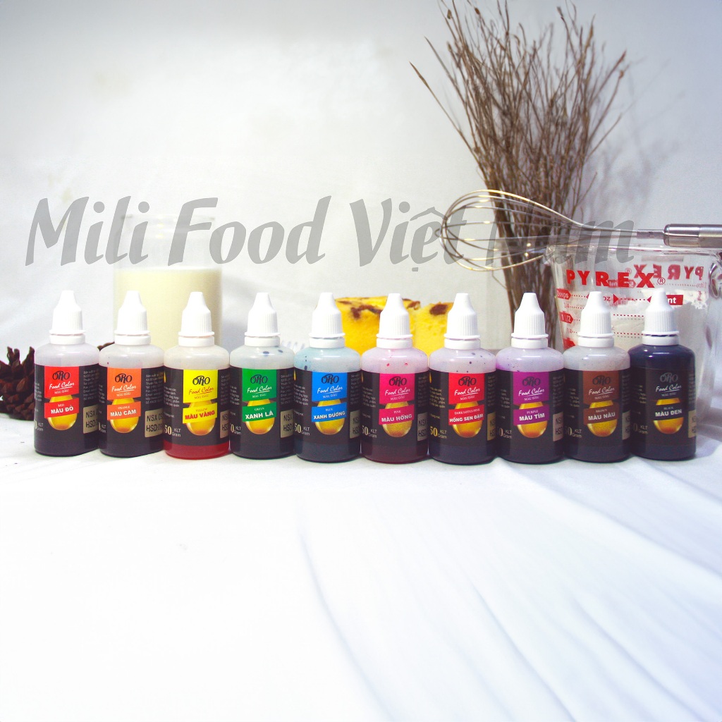 [MÀU DẦU] 𝐌𝐚̀𝐮 𝐭𝐡𝐮̛̣𝐜 𝐩𝐡𝐚̂̉𝐦 𝐎𝐑𝐎 (gốc nước) - Lốc 10 chai 50GRAM