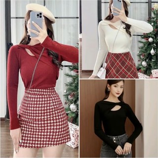 Áo thun bigsize 50-95kg chất liệu thun gân tăm QC cổ áo có thắt cách điệu xinh sắn Nữ top Voi Women