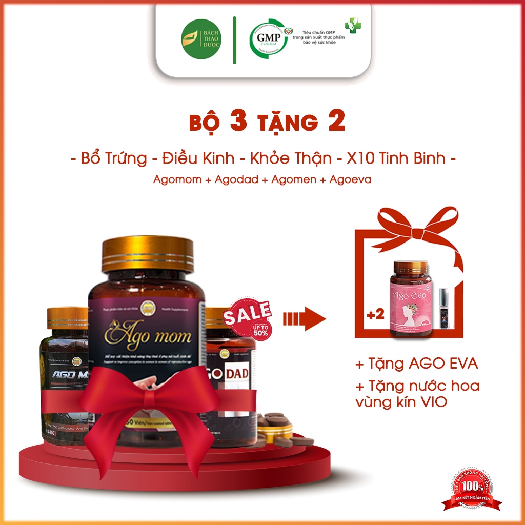 [ Freeship ] Bộ 3 Sản Phẩm Hỗ Trợ Điều Kinh, Bổ Trứng, Tiêu Nang, Khỏe T.inh ‖ AGO MOM + AGO DAD + AGO MEN + AGO EVA