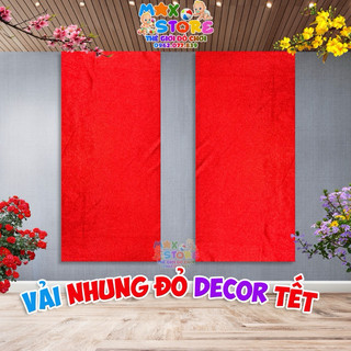 Vải nhung đỏ Tết May Trang Phục, làm phông nền, trải bàn, rèm trang trí noel, Trung Thu, Lễ Tết