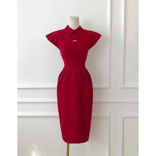 HOT - Đầm cut out cổ bẻ thiết kế đi tiệc sang trọng  - TK2354