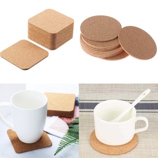 20 Đế lót ly - 10 tròn và 10 vuông thấm hút nước bằng gỗ bần thân thiện môi trường