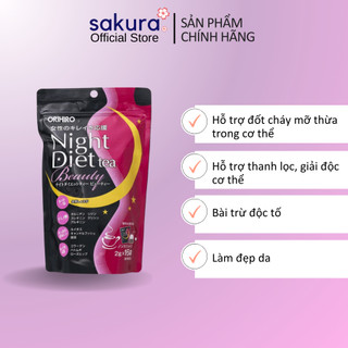 Trà giảm cân Night Diet Tea Beauty Collagen Orihiro 16 gói- Sakura Store Official