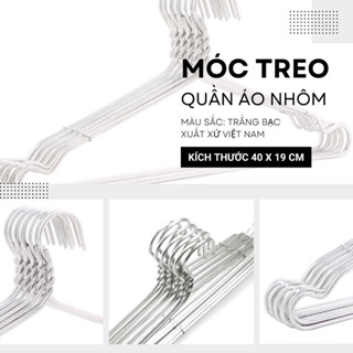 Combo 50 móc nhôm ,móc phơi quần áo, móc treo quần áo, mắc áo, móc áo người lớn tiện ích kt 40cm x2mm