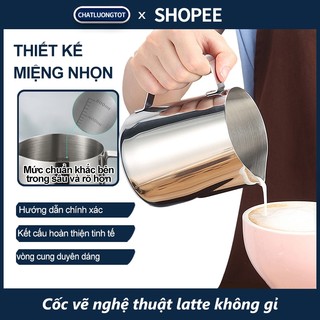 Bình Inox Tạo Bọt Sữa Ca đánh sữa đánh bọt sữađịnh lượng 350ml