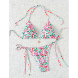 𝒫𝑒𝒶𝒸𝒽𝓎 𝒷𝒾𝓀𝒾𝓃𝒾 - Bikini Của phụ nữ In hoa Đồ bơi Bộ