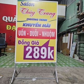 Bảng bạt thường 80x120, chân cao 30cm. 2 mặt