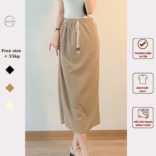 ( Ảnh shop chụp ) Chân váy nỉ tăm dáng dài cạp chun xẻ sau Spring Chanvaytam255/P5K1