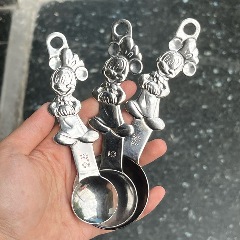 (Nhật Bãi) Bộ 3 muỗng đong inox Minnie Made in Japan