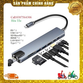 Hub type c và hub usb 3.0 - cổng chuyển đổi hub usb type-c - usb 3.0 to hdmi,usb 3.0,sd,tf,rj45,pd type-c cho laptop táo