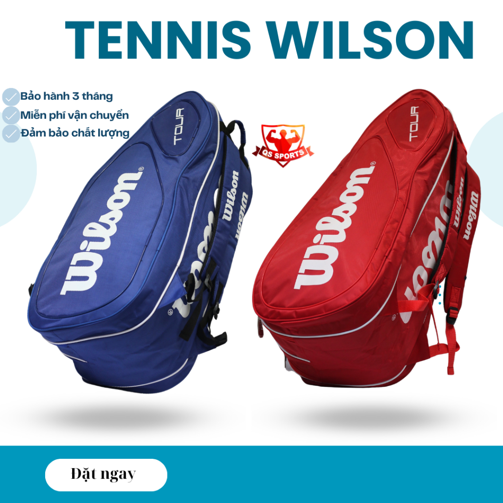 Túi tennis vợt thể thao chịu lực WILSON W702 cao cấp chống thấm nước, có khóa kéo chắc chắn bảo hành 3 tháng