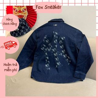 Áo Sơ Mi MLB Denim Cube Monogram Big Lux New York Yankees 3ADRM0434-50NYD Màu Xanh Navy | Fox Sneaker