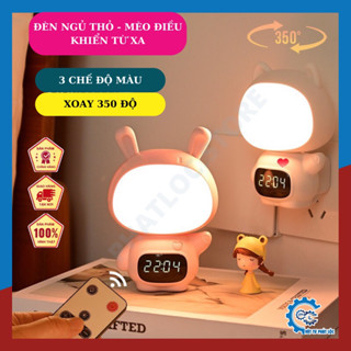 Đèn ngủ Led điều khiển từ xa bảo vệ mắt tích hợp đồng hồ xem giờ với 3 chế độ sáng, pin 300mAh CH050