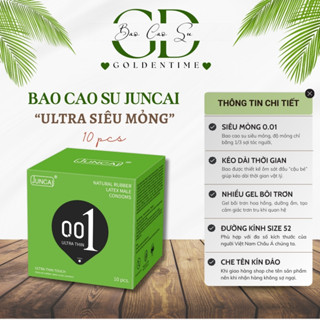 Bao cao su siêu mỏng JUNCAI 0.01 Ultrathin Touch cao cấp Tăng cường lượng gel Chất lượng quốc tế size 52mm
