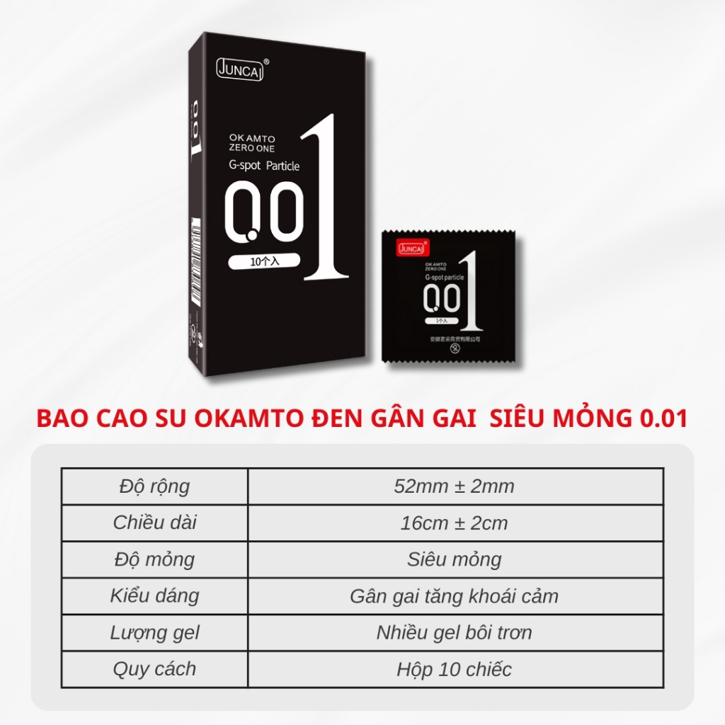 Bao cao su Gai siêu mỏng JUNCAI 0.01 Okamto G