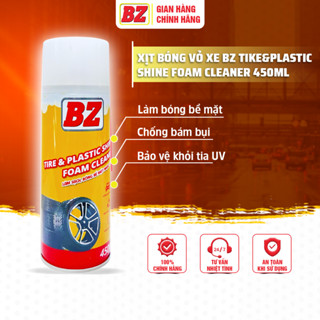 [CHÍNH HÃNG 100%] Chai Xịt Làm Sạch, Dưỡng Bóng Nhựa Nhám, Vỏ Xe – BZ Tires & Plastic Shine 450ml