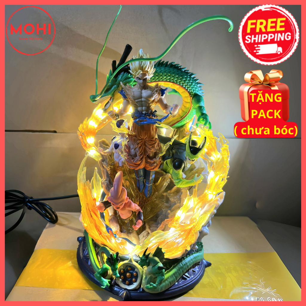 Mô hình Goku và các đối thủ Frieza, Mabu, Cell bọ hung siêu đẹp cao 23 cm, có hộp màu - Mô hình Dragon Ball ( Tặng PACK)