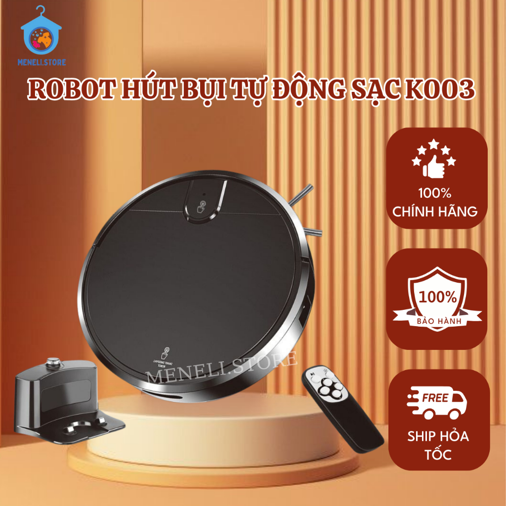 Robot Hút Bụi Lau Nhà EMBER K-003 PRO - Thông Minh,Lực Hút Mạnh Mẽ, Cảm Biến Tự Động, Đổi Mới 30 ngày, BH 5 năm