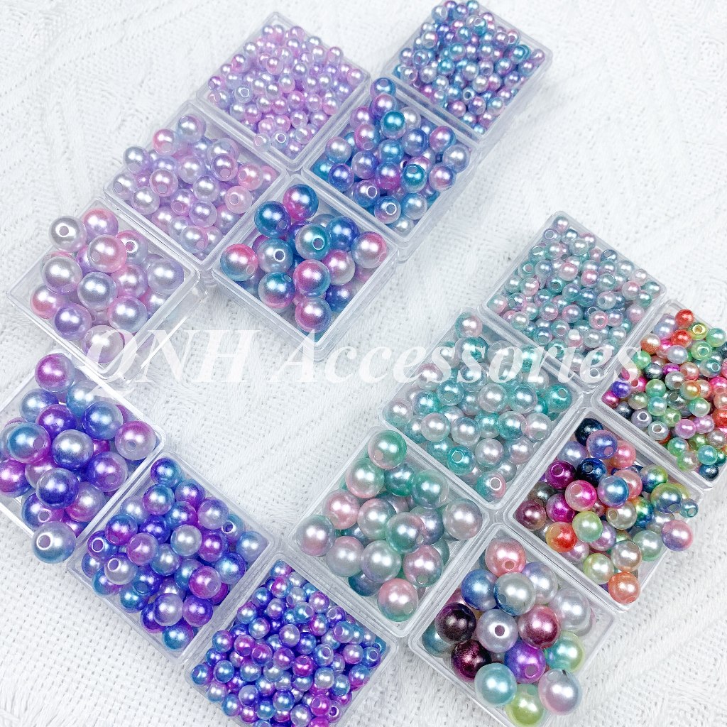 Gói 10g hạt nhựa ABS giả ngọc trai màu gradient dùng làm đồ trang sức handmade