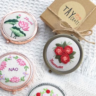 [QUÀ TẶNG Ý NGHĨA] Gương gấp bỏ túi thêu tay, gương trang điểm handmade
