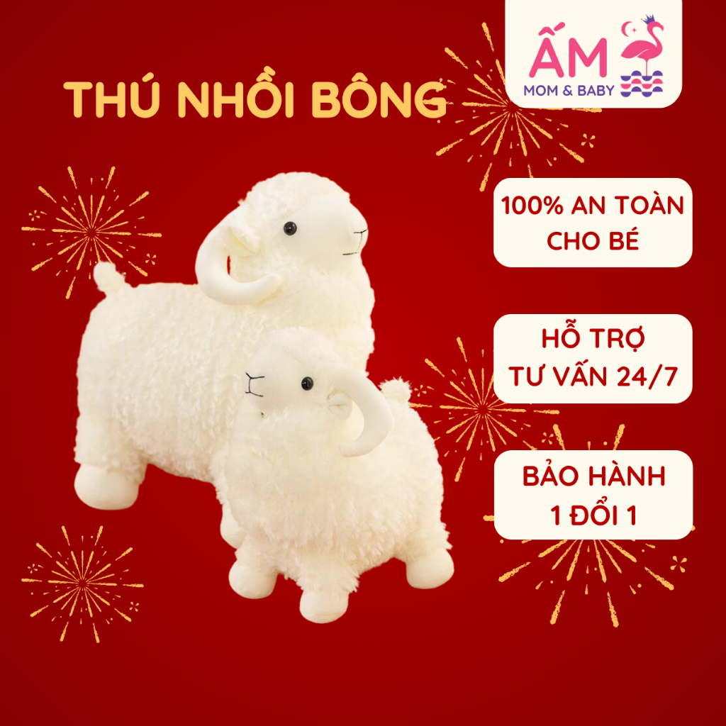 Thú Nhồi Bông Ấm Baby Hình Dê Dễ Thương Cao Cấp An Toàn Cho Bé Ấm Gift Decor